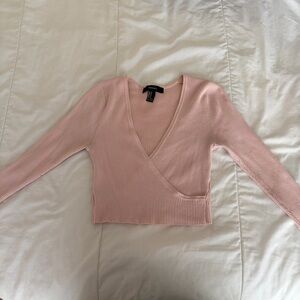 Baby Pink wrap v neck sweater top